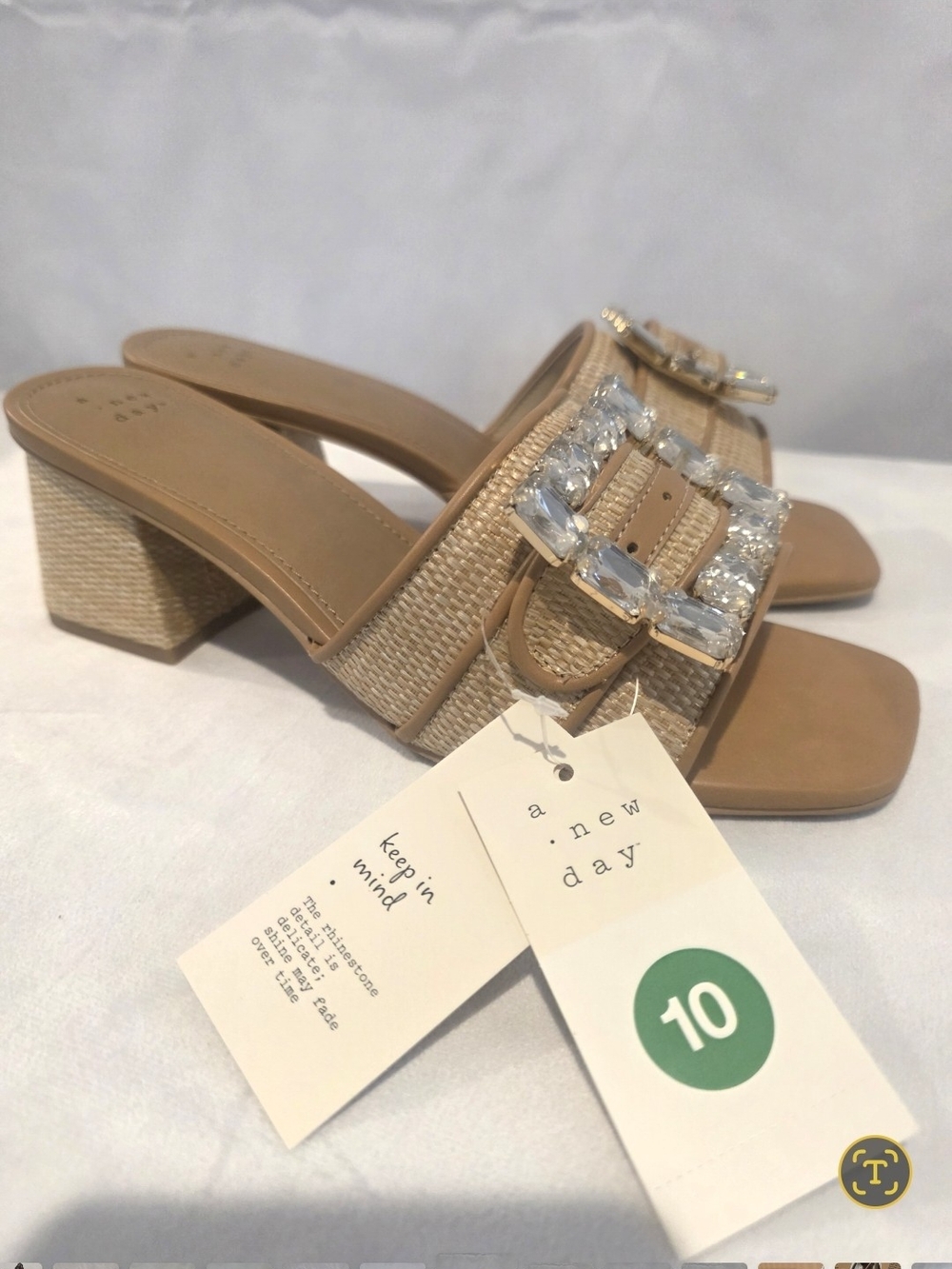 a new day Tan Woven Slide Mule with Crystal Buckle - Picture 2 of 3